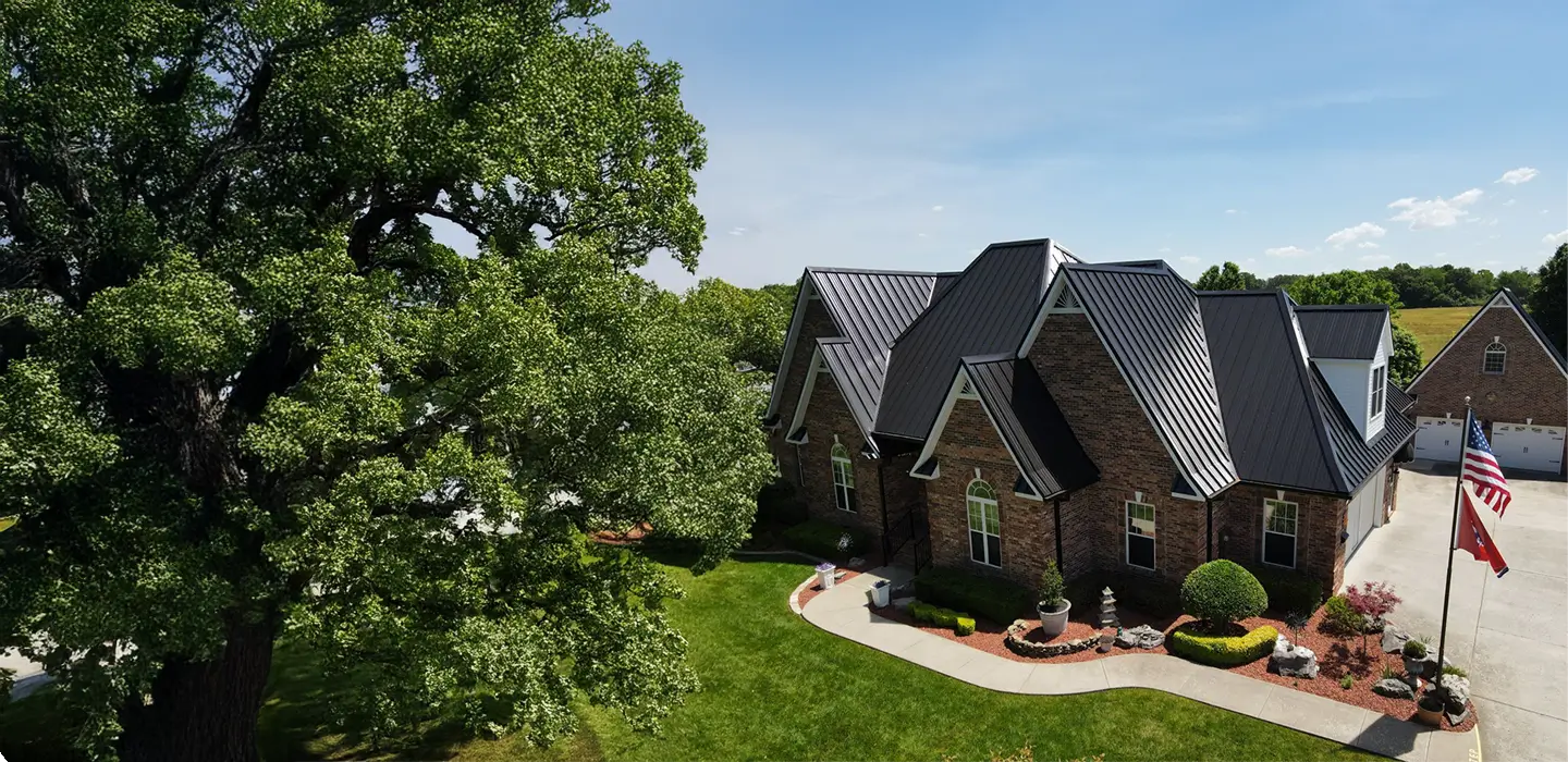 black standing seam metal roof