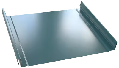 Metal roofing panel with raised side edges for standing seam installation.