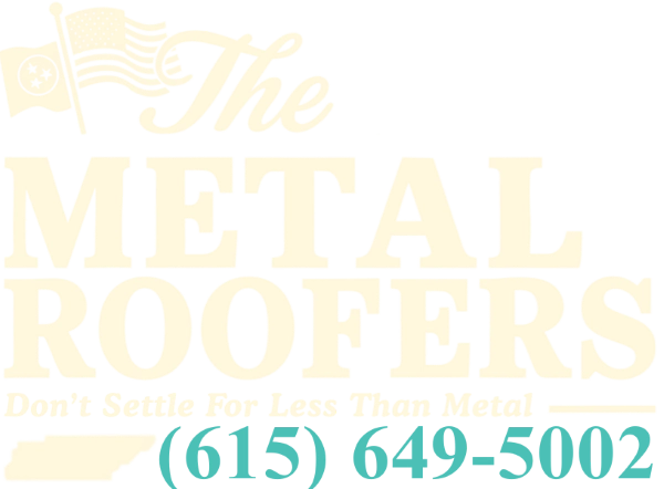 Logo for The Metal Roofers with text including phone number (615) 649-5002.