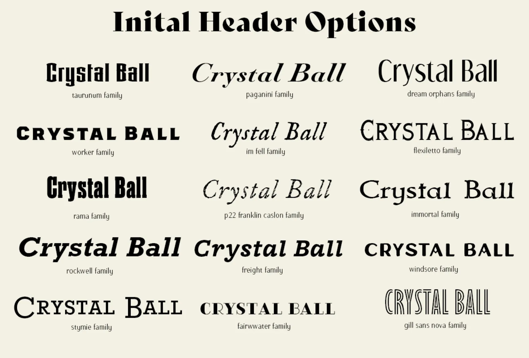 crystal ball typography options