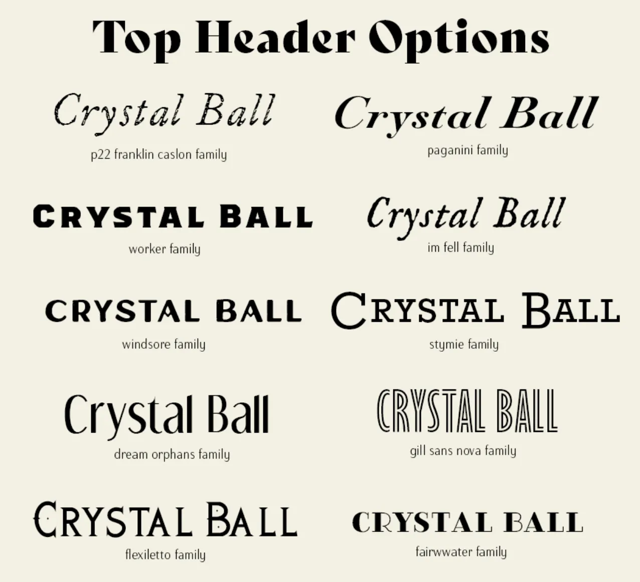 crystal ball typography options