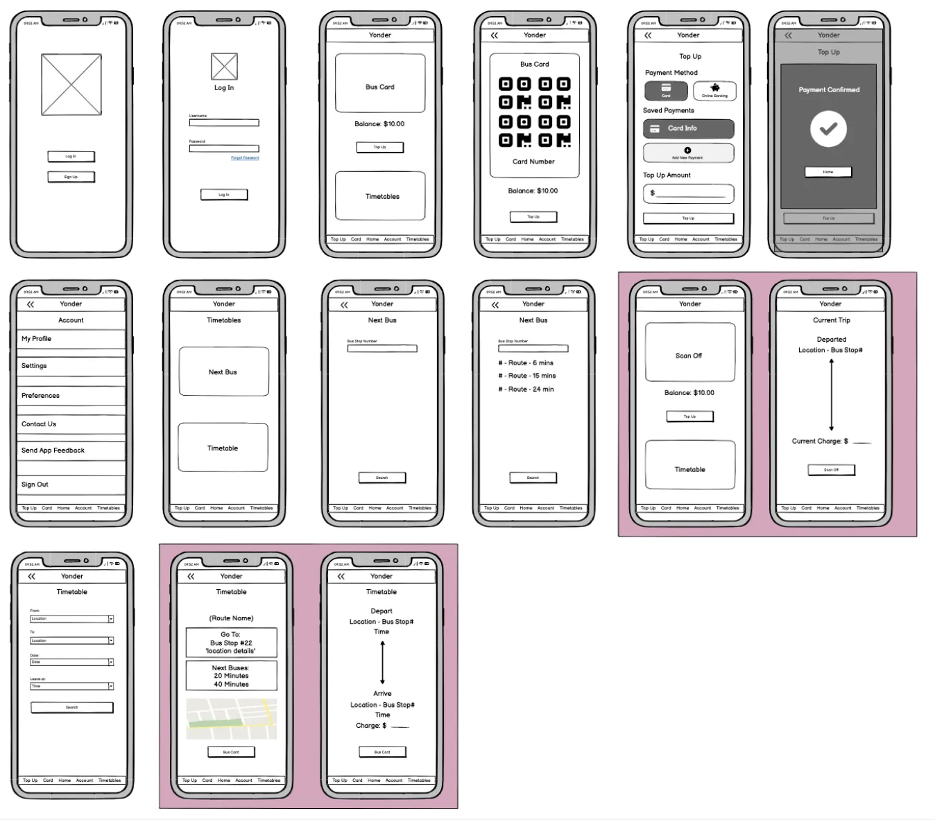 Yonder Wireframes