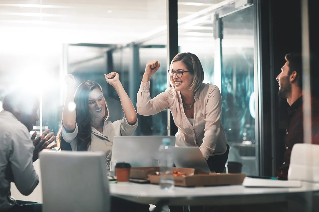 employees celebrating and appreciating one another 