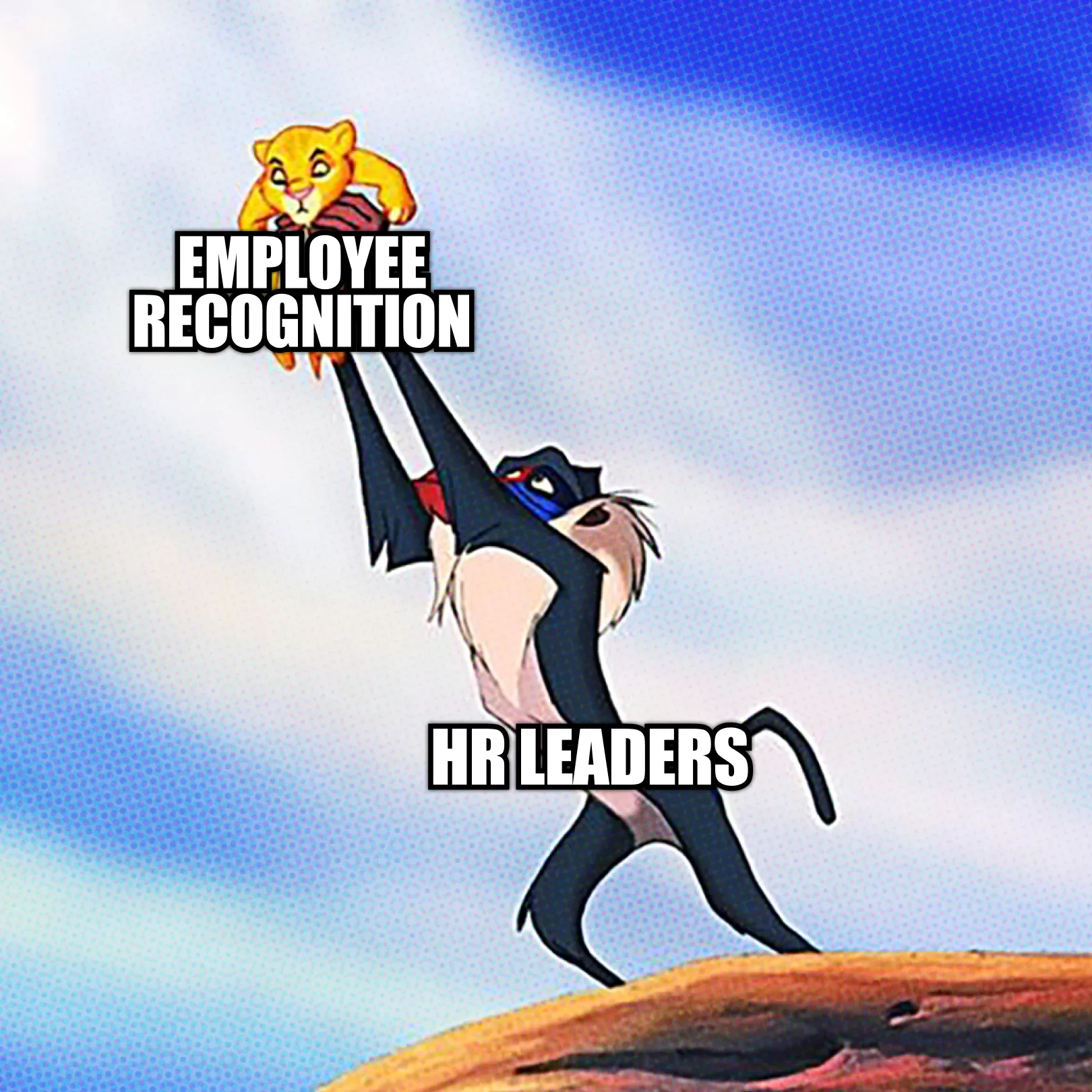 Lion king meme where HR leaders praise employee recognition.