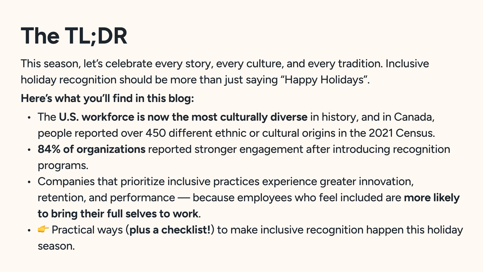 TL;DR for Inclusive Holiday Recognition Ideas
