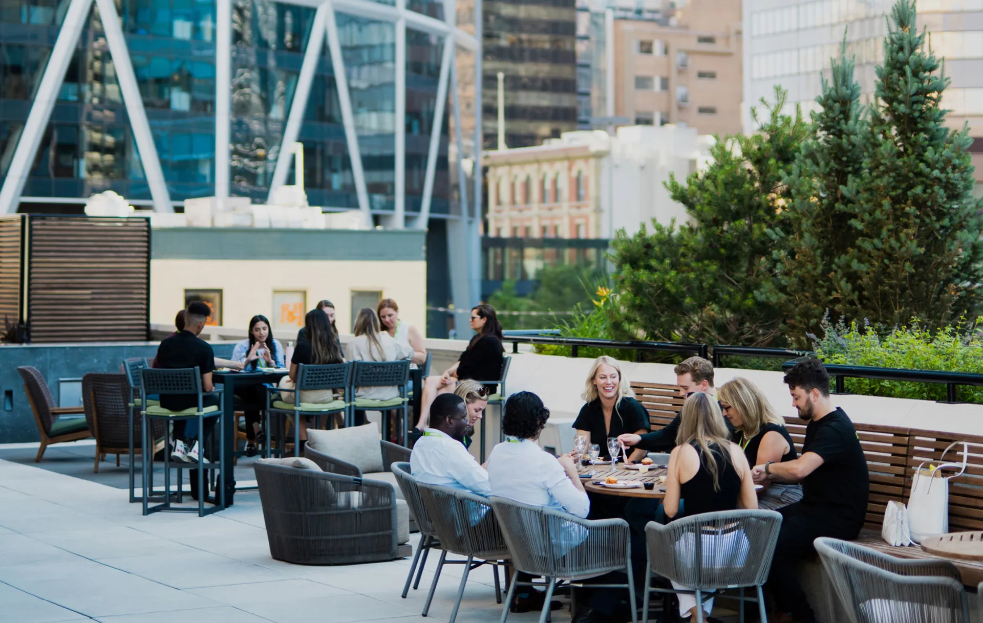 The team enjoys aBBQ at the Kudos Hub main office in Calgary, AB.