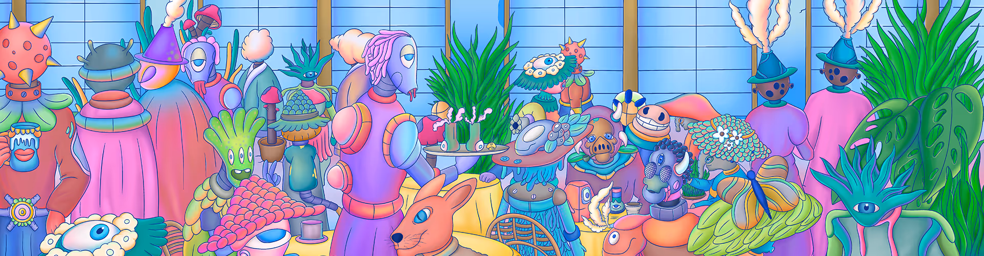 Visionary Art created by a Psy NFT Artist Prateek Dhiman in the style of Colorful 2D Illustration / Digital Drawing / Painting.
