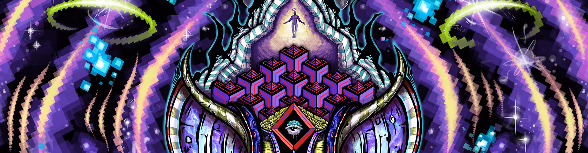 Visionary Art created by a Psy NFT Sefiro in the style of Colorful 2D Illustration / Digital Drawing / Painting / Graffiti