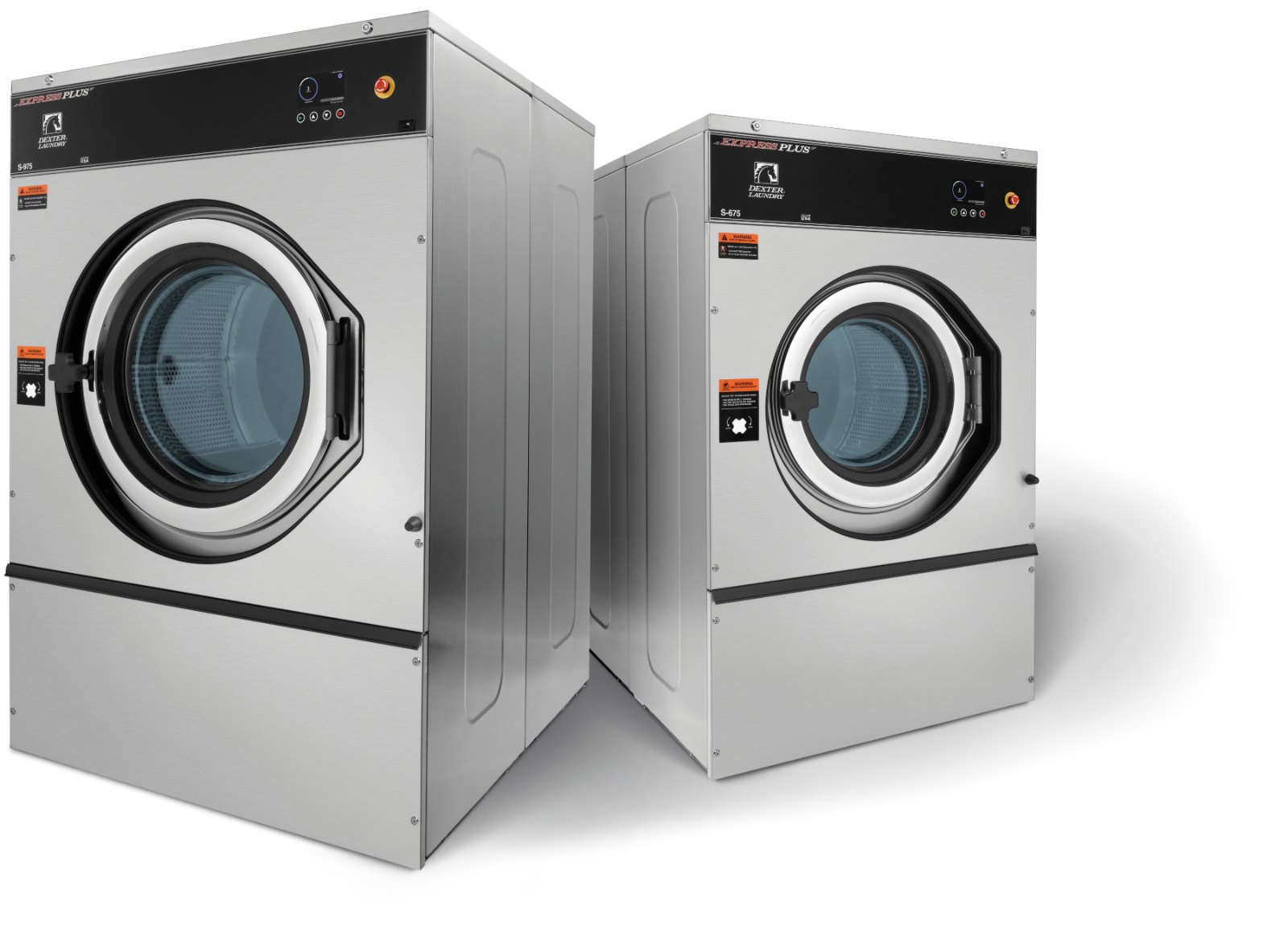Dexter S-675 and S-975 softmount washers, angled view