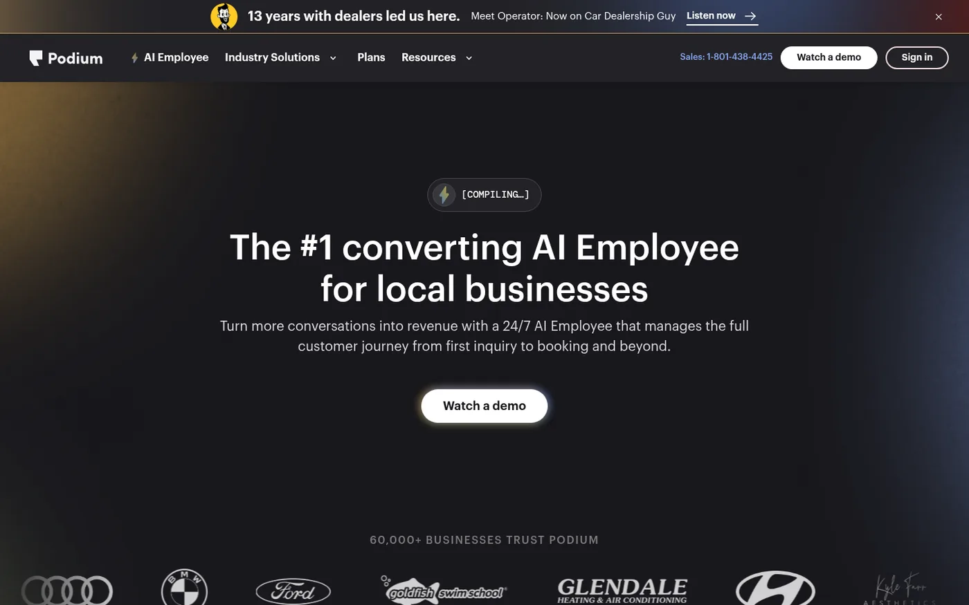 Podium homepage screenshot
