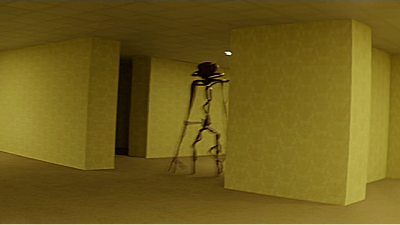 The endless fluorescent corridors of the Backrooms — still from The Backrooms (Found Footage)