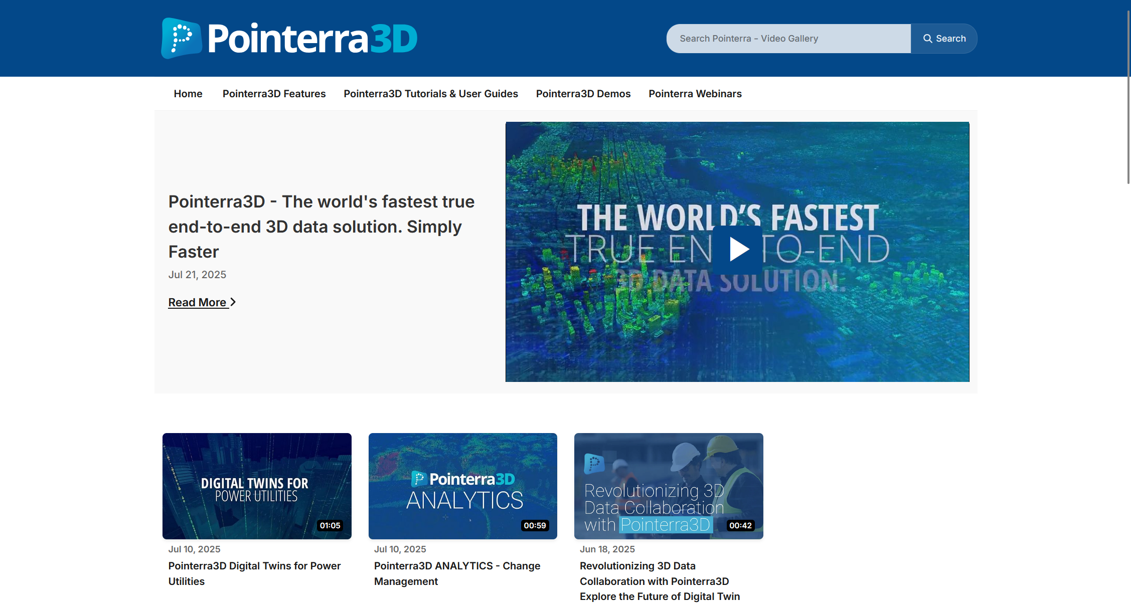 A screenshot of Pointerra's gallery Channel