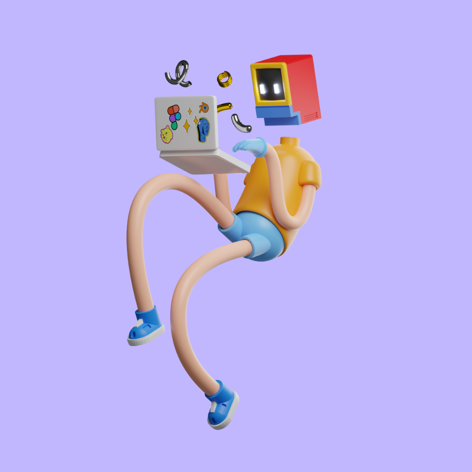 Robot working on Laptop 3D