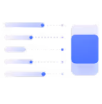 Diagram showing smartphone screen with five horizontal sliders set at various positions.