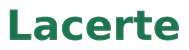 Green Lacerte logo text on white background.