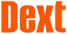 Orange text saying 'Dext' on a white background.