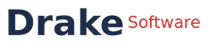 Text logo with the word Drake in blue and Software in red.