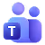 Microsoft Teams logo with two abstract people shapes behind a T in a purple square.