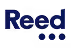 Blue stylized text reading 'Reed' with three small dots below on a black background.