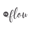 Logo text with black heart shape and cursive word 'flow'.