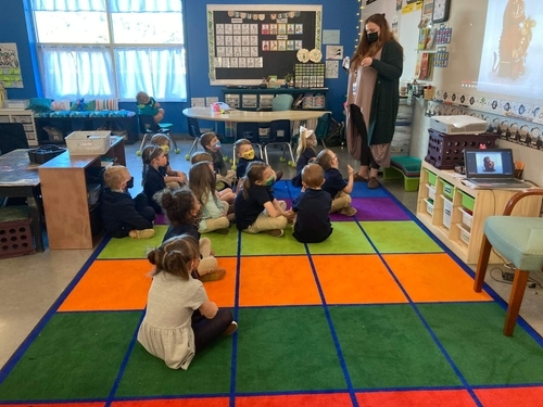 Students in classroom wearing masks