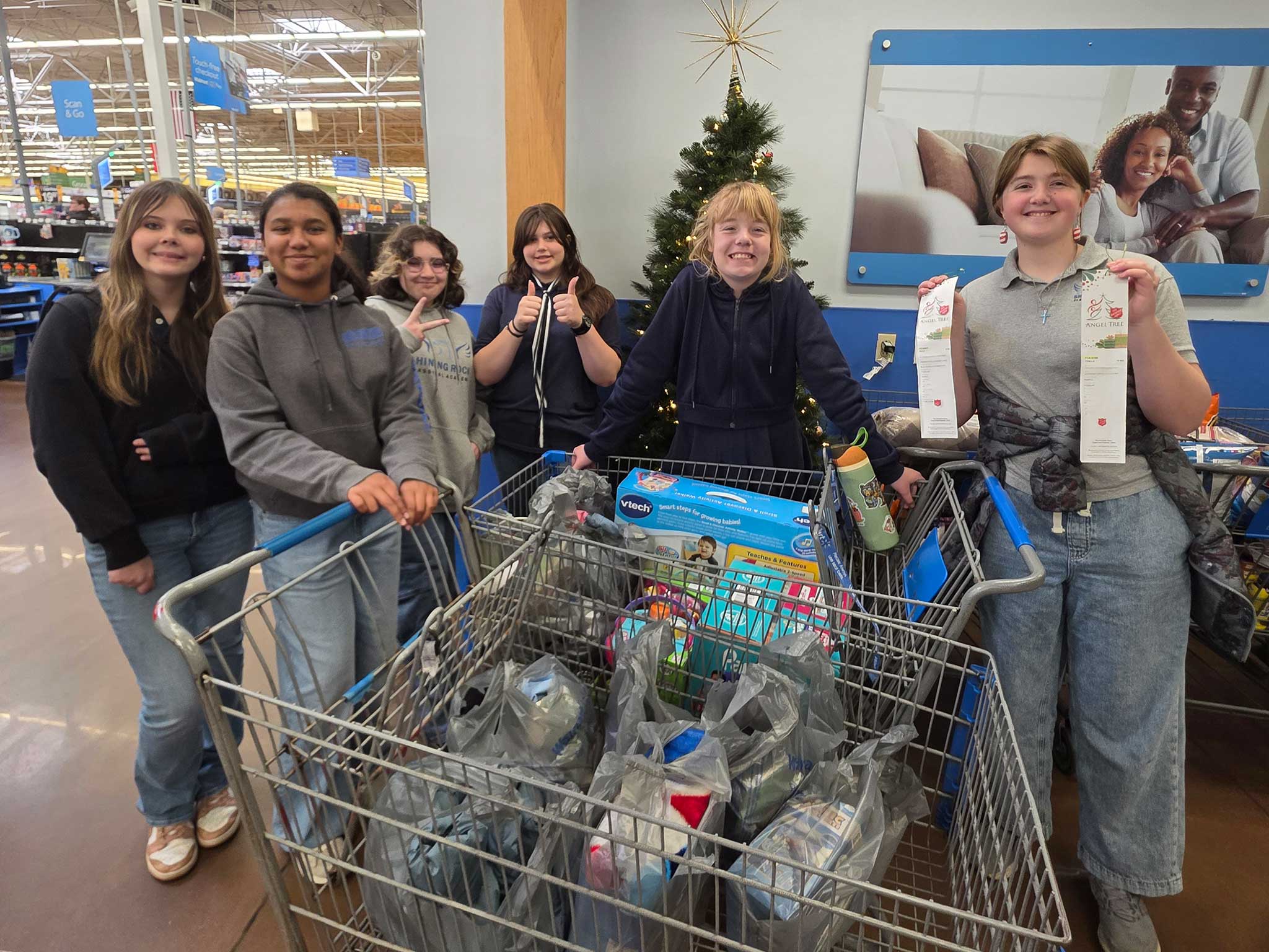 Middle school student council purchases items for toy drive.