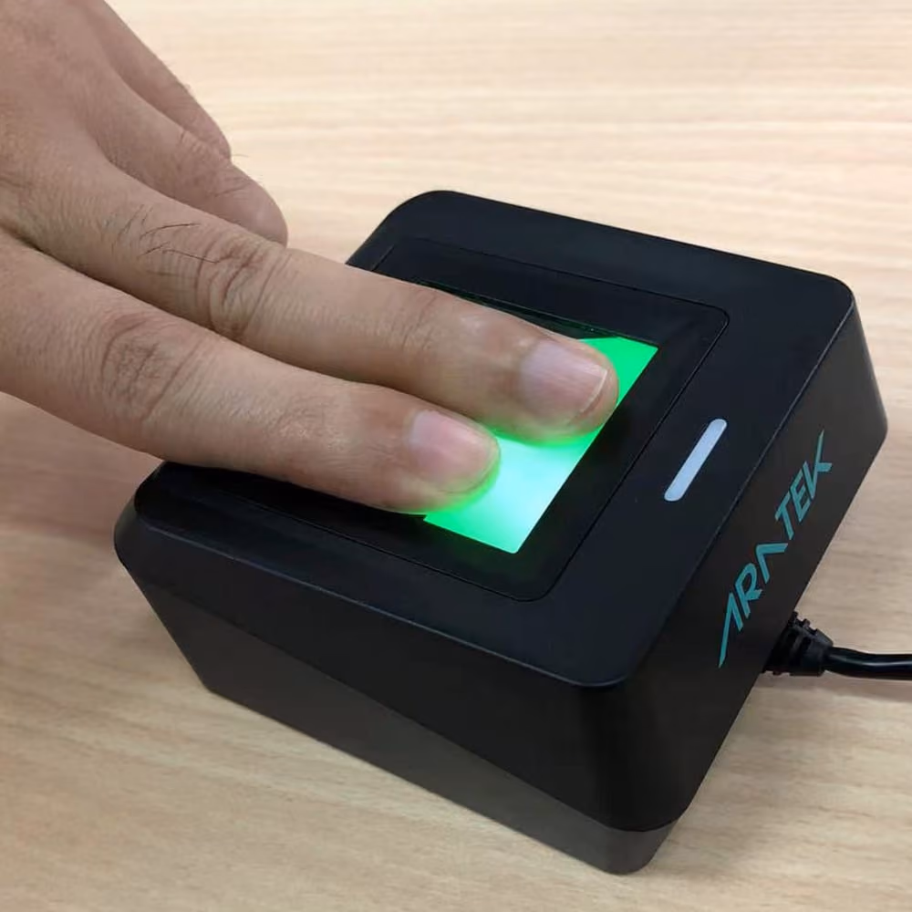 Two finger live scan with Aratek A800 optical dual fingerprint scanner reader