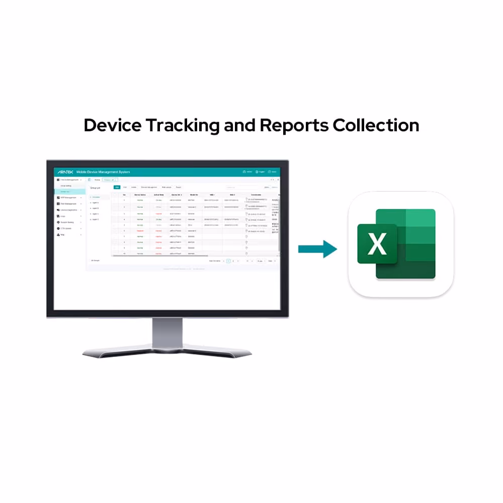 Aratek DMS device management system, the device tracking and reports collection screen