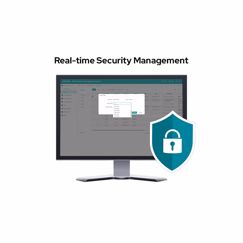 Aratek DMS device management system, the real-time security management screen