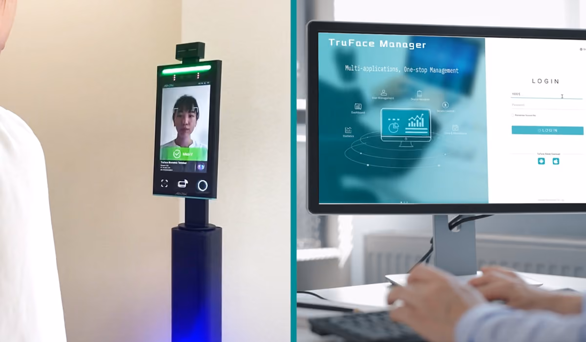Aratek TruFace biometric access control solution that comes with facial recognition terminal and software management platform
