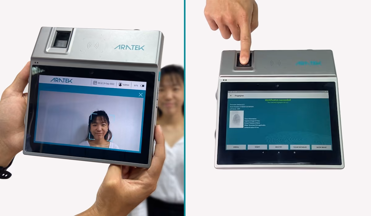 Aratek Marshall 8 tablet: The hybrid biometric device has facial recognition and fingerprint recognition.