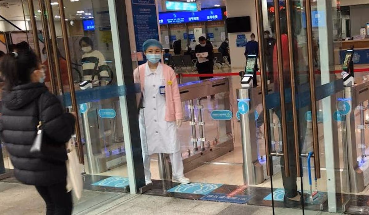 A hospital has facial recognition terminals installed.