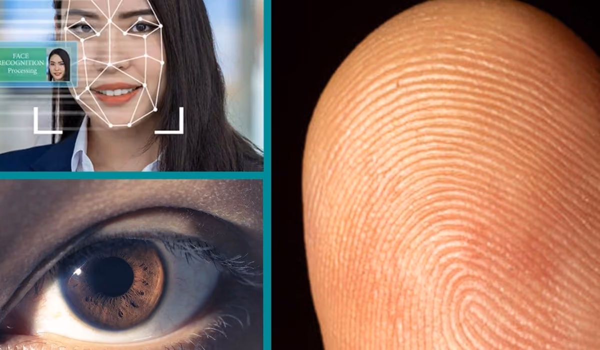 Examples of biometric identifiers include Face, Fingerprint, and Iris