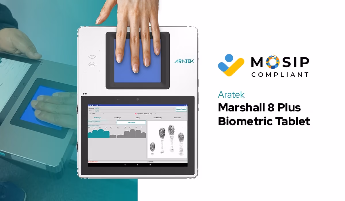 La tableta biométrica Marshall 8 Plus de Aratek cumple con el MOSIP, lo que permite el registro de identidad global
