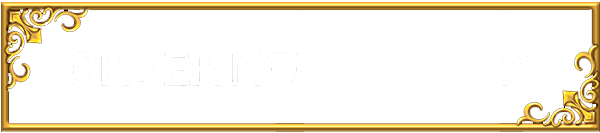 Decorative golden rectangular frame with ornate corner details surrounding partially visible text 'ORDER NO W'.