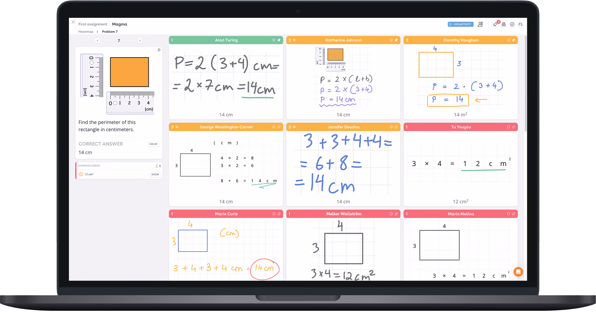 Magma Math app interface on a laptop used for teaching and learning mathematics in the classroom