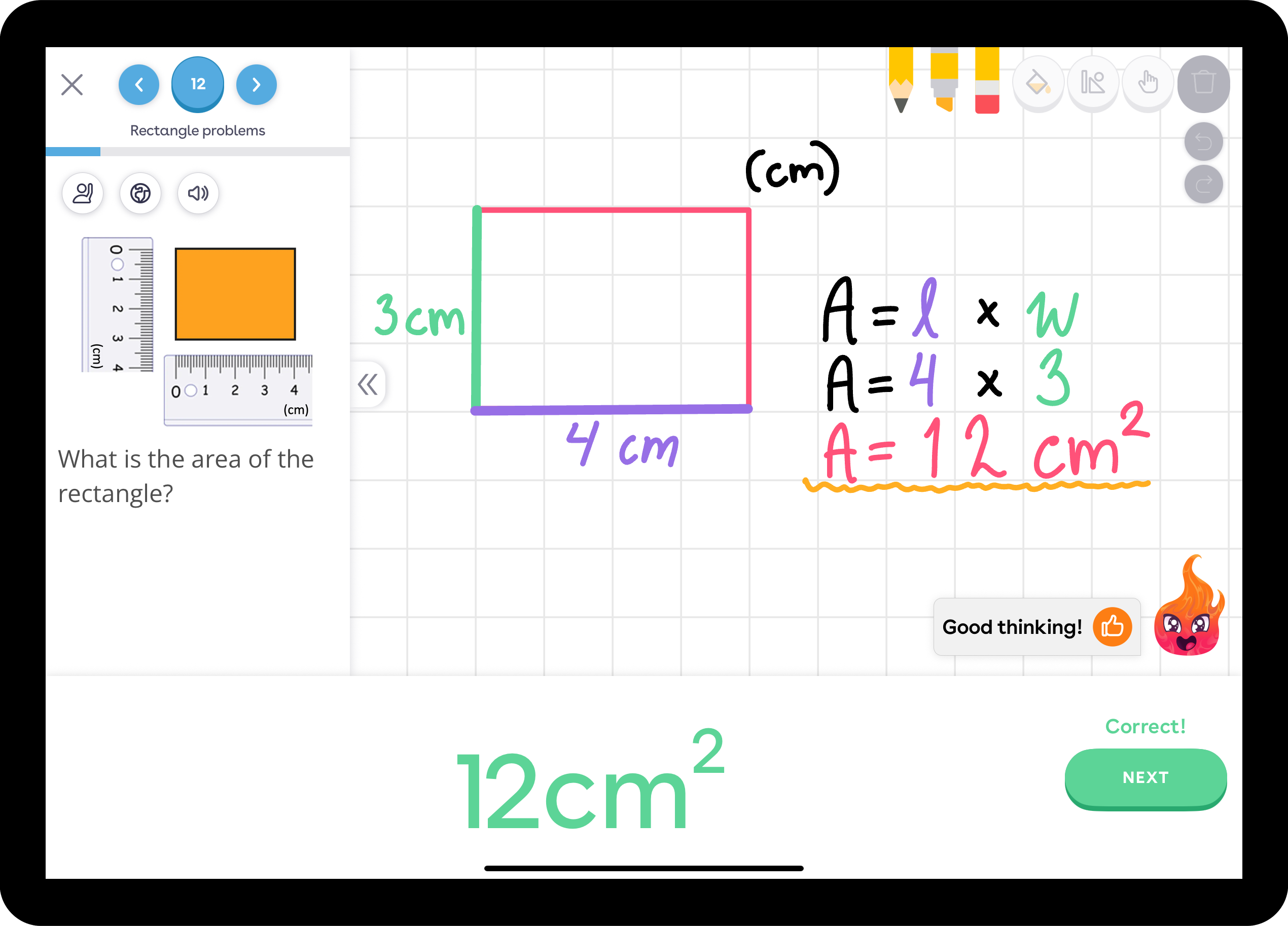 Magma Math app running on an iPad