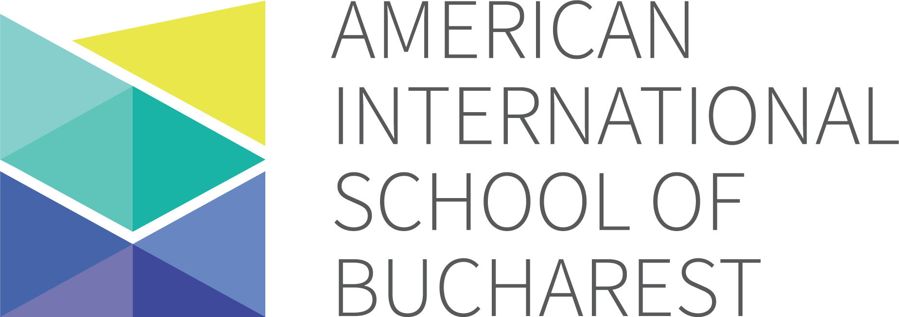 American International School of Bucharest geometric logo with triangular design