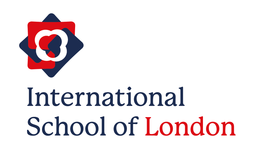 International School of London logo in red, white, and navy blue