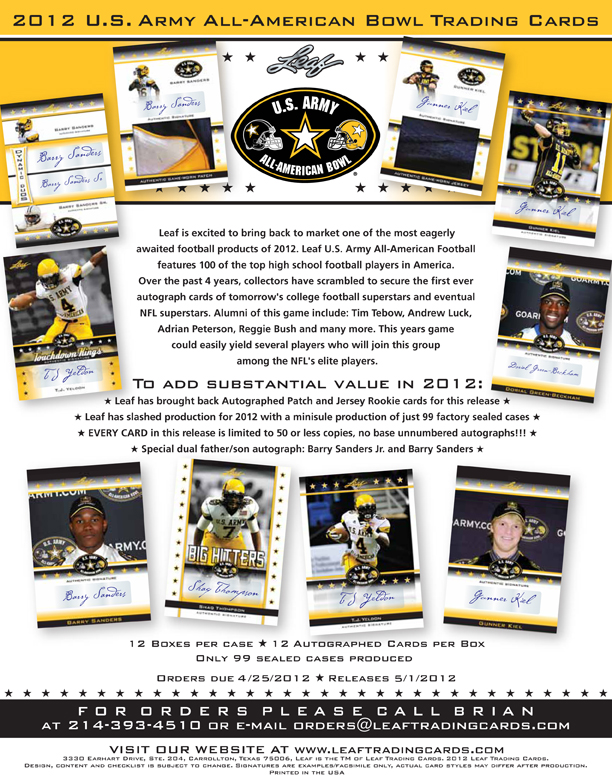 2012 Leaf U.S. Army All-American Football