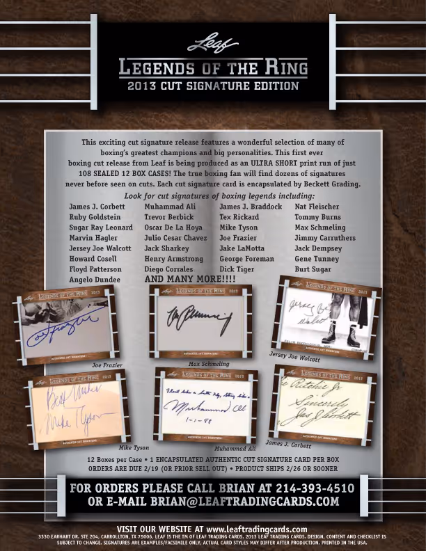 2013 Leaf Legends of the Ring Cut Signature Edition