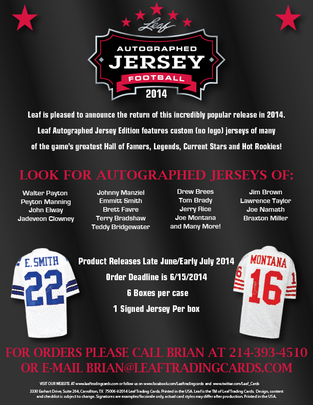 2014 Leaf Autographed Football Jerseys
