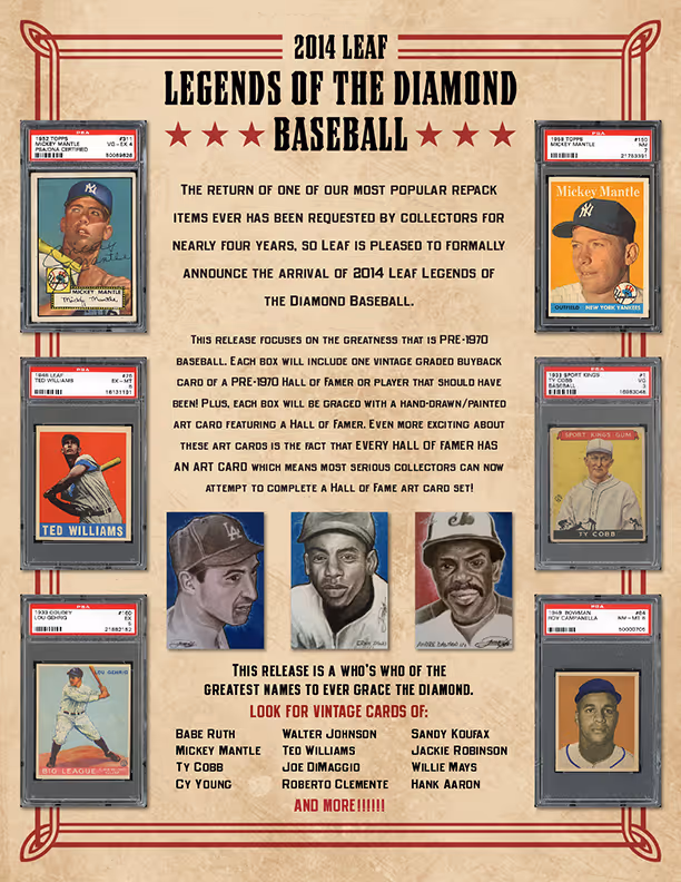 2014 Leaf Legends of the Diamond Baseball