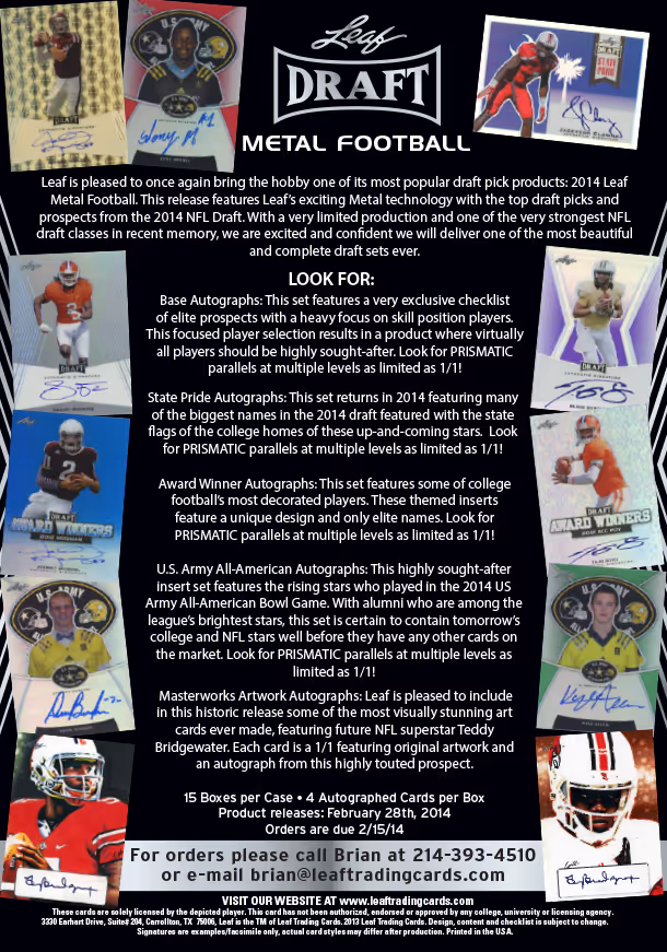 2014 Leaf Metal Draft Football