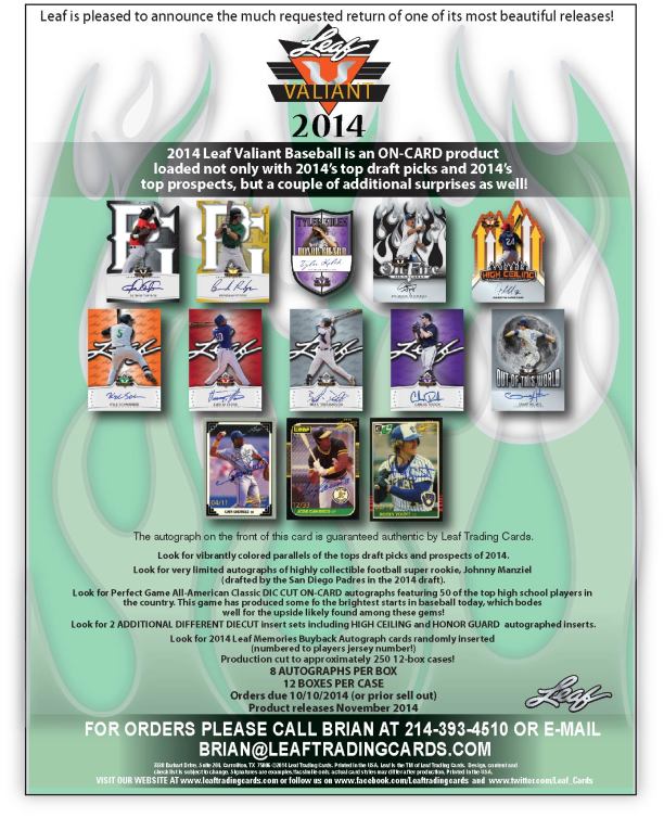 2014 Leaf Valiant Baseball