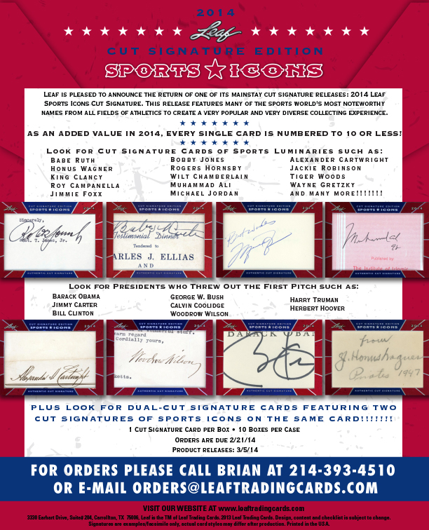 2014 Leaf Sports Icons Cut Signature Edition