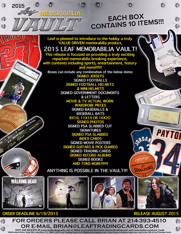 2015 Leaf Memorabilia Vault