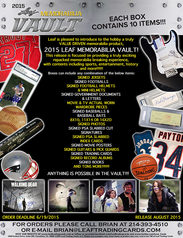 2015 Leaf Memorabilia Vault