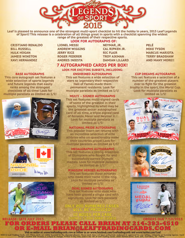 2015 Leaf Legends Of Sport