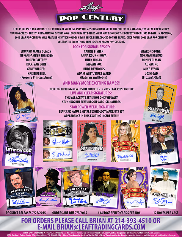 2015 Leaf Pop Century - Leaf Trading Cards